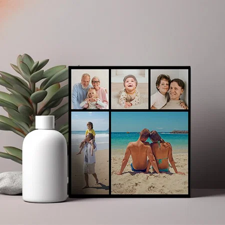 5 Photo Collage Customized Photo Printed Square Canvas Frame