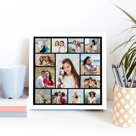 13 Photo Collage Customized Photo Printed Square Canvas Frame