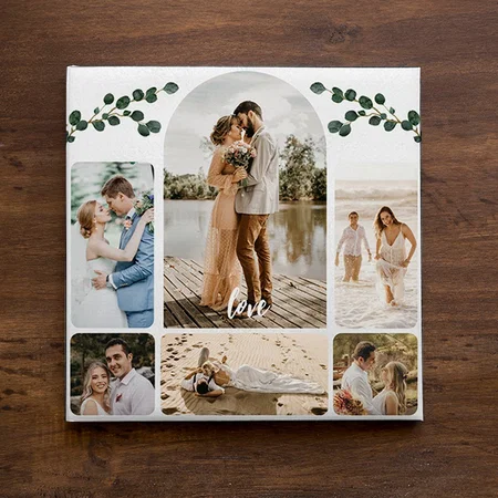 Six Photo Collage Couple Wedding Customized Photo Printed Square Canvas Frame