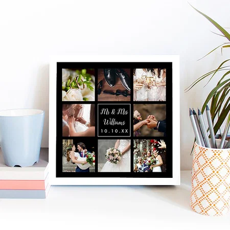 Wedding Day Photo Collage Customized Photo Printed Square Canvas Frame