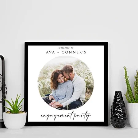 Modern Photo Wedding Engagement Party Welcome Sign Customized Photo Printed Square Canvas Frame