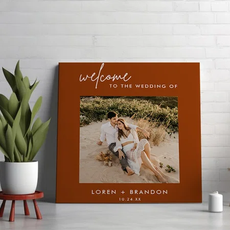 Welcome To the Wedding Square Customized Photo Printed Square Canvas Frame