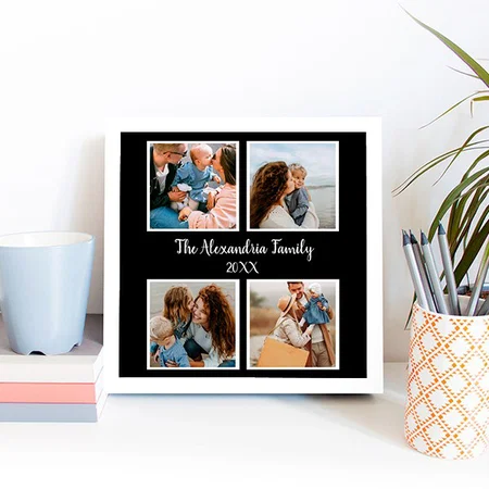 Personalized family 4 photo collage Customized Photo Printed Square Canvas Frame