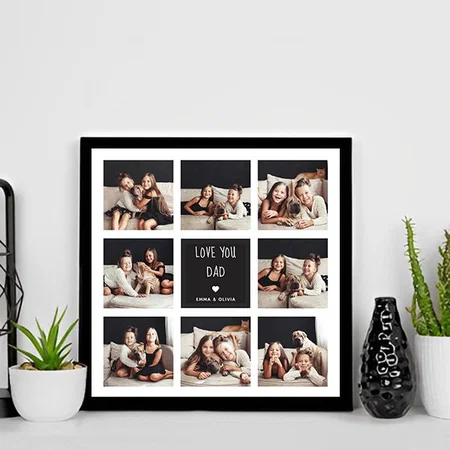 Love You Dad | Photo Collage Handwritten Text Customized Photo Printed Square Canvas Frame