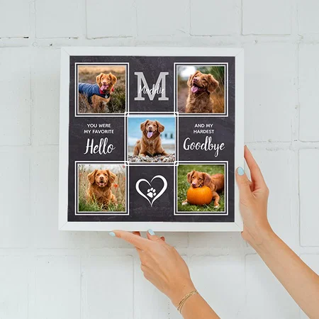 Pet Memorial Pet Loss Personalized 5 Photo Collage Customized Photo Printed Square Canvas Frame