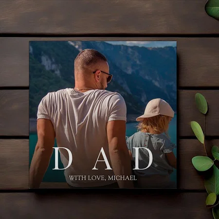 Simple Modern Photo Dad Family Minimalist Customized Photo Printed Square Canvas Frame