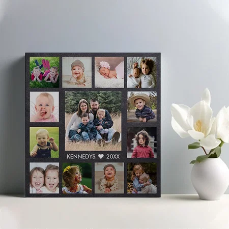 13 Family Photo Collage Customized Photo Printed Square Canvas Frame