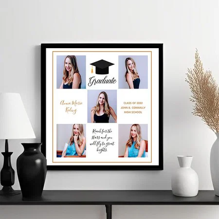 Elegant Gold Graduation Senior Customized Photo Printed Square Canvas Frame