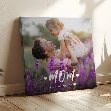 Simple Modern Photo Mom Heart Minimalist Design Customized Photo Printed Square Canvas Frame