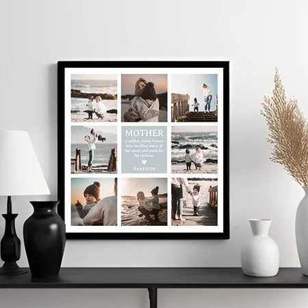 Mother Definition 8 Photo Collage Customized Photo Printed Square Canvas Frame