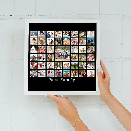 Photo Collage 45 Photos Customized Photo Printed Square Canvas Frame