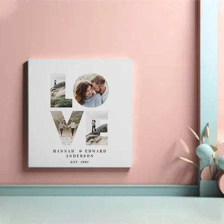 Love 4 photo simple modern Customized Photo Printed Square Canvas Frame