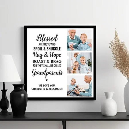 Modern Personalized 3 Photo Customized Photo Printed Square Canvas Frame