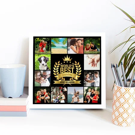 World's Best Grandmother Grandma Photo Collage Customized Photo Printed Square Canvas Frame
