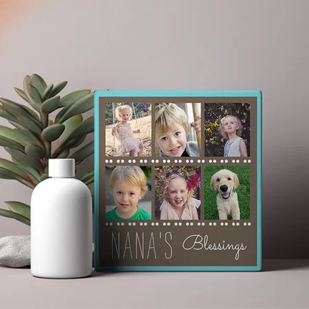 Brown and Teal Customized Photo Printed Square Canvas Frame