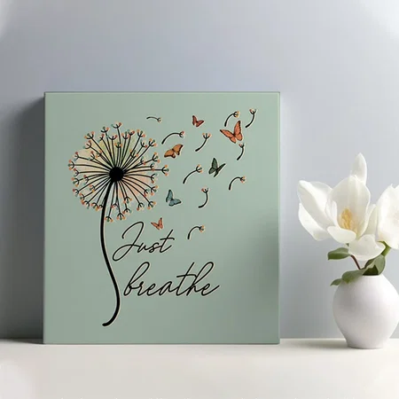 Just Breathe Positive Quote Customized Photo Printed Square Canvas Frame