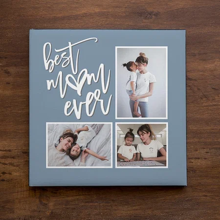Dusty Blue Artsy Customized Photo Printed Square Canvas Frame