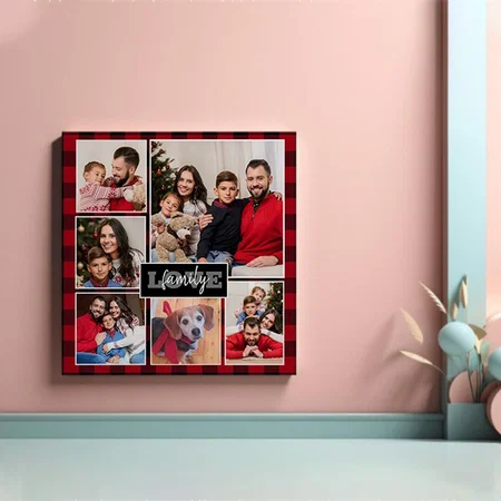 Family Love Custom Photo Collage Customized Photo Printed Square Canvas Frame