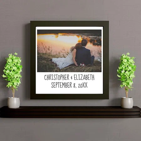Photo with Names and Date Customized Photo Printed Square Canvas Frame