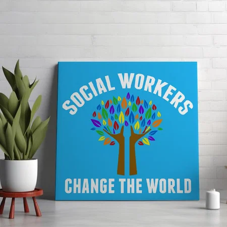 Social Services Office Themed Customized Photo Printed Square Canvas Frame