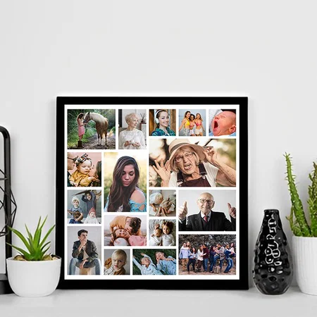 Create Your Own 17 Photo Collage Customized Photo Printed Square Canvas Frame