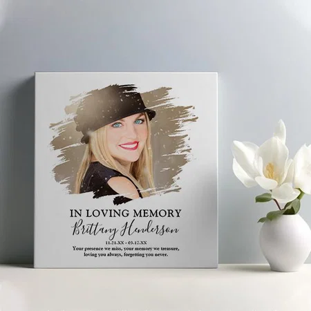 Memorial Themed Customized Photo Printed Square Canvas Frame
