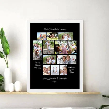 Sentimental Quotes 11 Photo Collage Customized Photo Printed Rectangle Vertical Canvas Frame