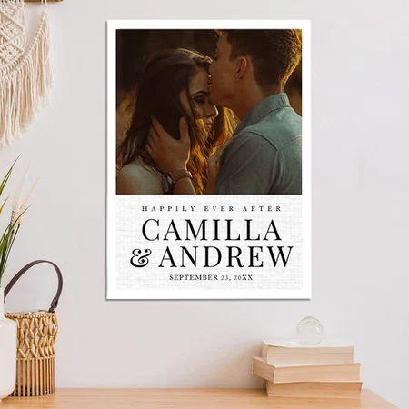 Modern Photo Elegant Wedding Welcome Customized Photo Printed Rectangle Vertical Canvas Frame