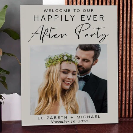 Wedding Reception Photo Cream Welcome Customized Photo Printed Rectangle Vertical Canvas Frame