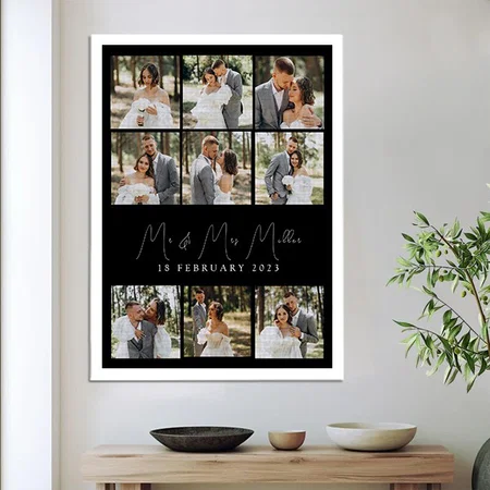 Wedding Collage Photo Customized Photo Printed Rectangle Vertical Canvas Frame