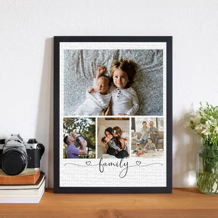 Personalized Photo and Text Photo Collage Family Customized Photo Printed Rectangle Vertical Canvas Frame