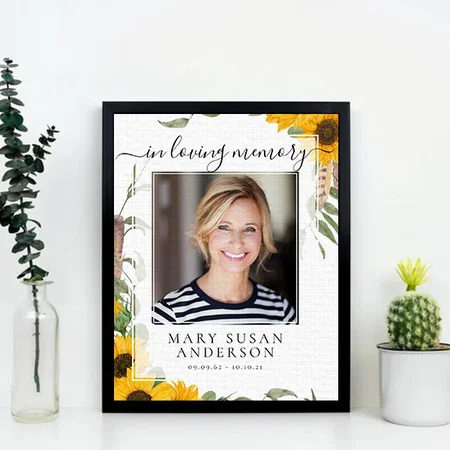 In Loving Memory Photo Sunflower Memorial Customized Photo Printed Rectangle Vertical Canvas Frame