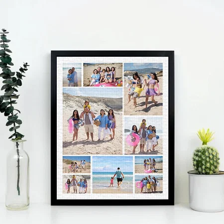 10 Photo Collage Customized Photo Printed Rectangle Vertical Canvas Frame