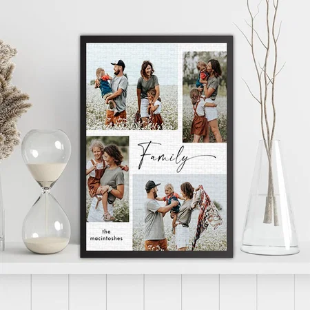 Simple Photo Collage Customized Photo Printed Rectangle Vertical Canvas Frame