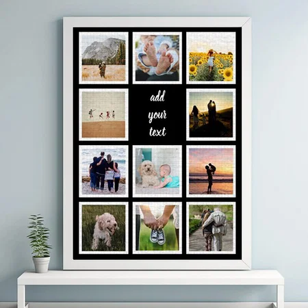 Family 11 Photo Custom Collage Customized Photo Printed Rectangle Vertical Canvas Frame