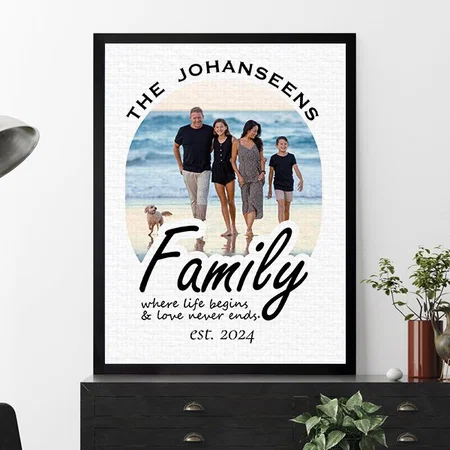 Family Life Love Quote Photo Customized Photo Printed Rectangle Vertical Canvas Frame
