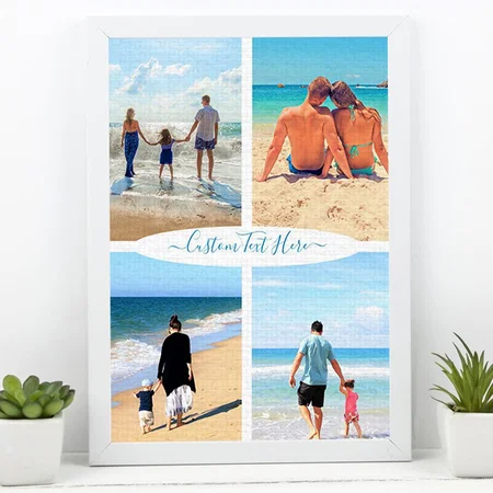 Custom Photo Collage Family Love Customized Photo Printed Rectangle Vertical Canvas Frame