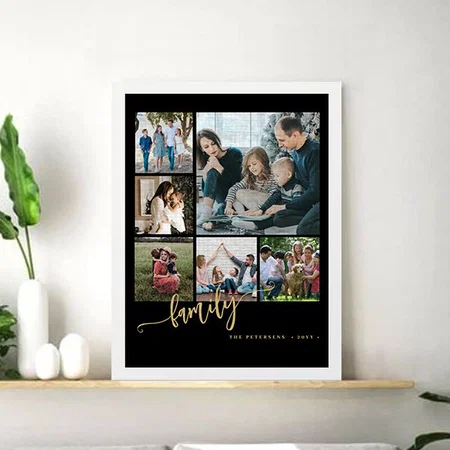Multi Photo Collage Family Customized Photo Printed Rectangle Vertical Canvas Frame