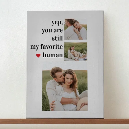 Modern Collage Couple Photo Romantic Quote Customized Photo Printed Rectangle Vertical Canvas Frame