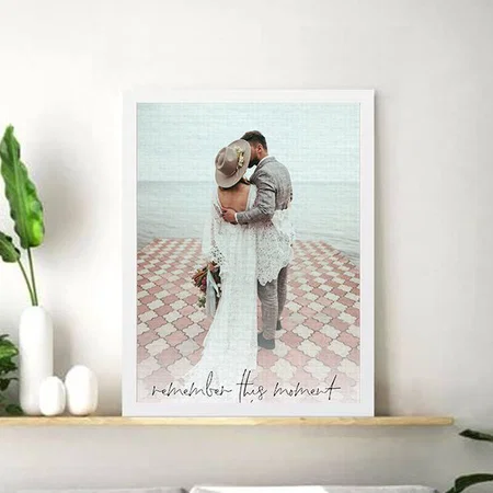 Couple Photo Remember This Moment Wedding Customized Photo Printed Rectangle Vertical Canvas Frame