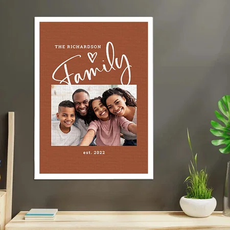Cute and Modern Family Photo Customized Photo Printed Rectangle Vertical Canvas Frame