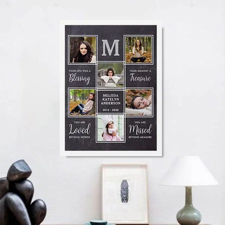 In Loving Memory Unique Photo Collage Memorial Customized Photo Printed Rectangle Vertical Canvas Frame