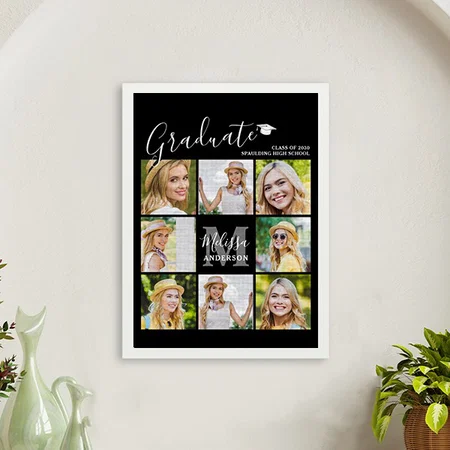 Graduation 8 Photo Collage Customized Photo Printed Rectangle Vertical Canvas Frame
