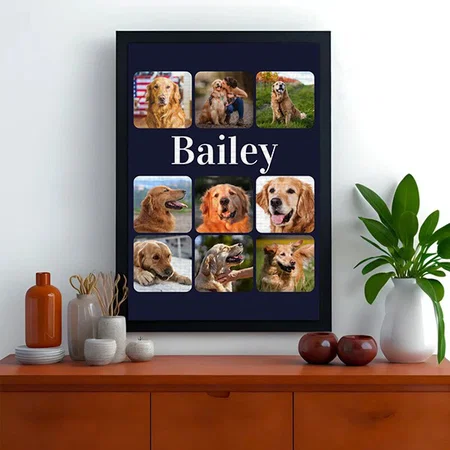 Dog Lover Photo Collage Customized Photo Printed Rectangle Vertical Canvas Frame