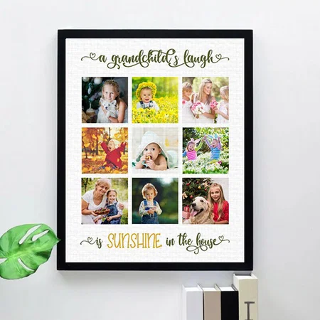 Grandparents Photo Collage Grandchilds Laugh Quote Customized Photo Printed Rectangle Vertical Canvas Frame