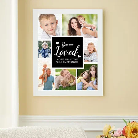 7 Photo You Are Loved Hearts Customized Photo Printed Rectangle Vertical Canvas Frame