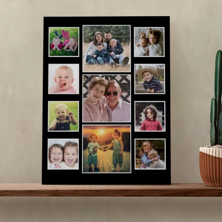 11 Photo Collage Black Customized Photo Printed Rectangle Vertical Canvas Frame