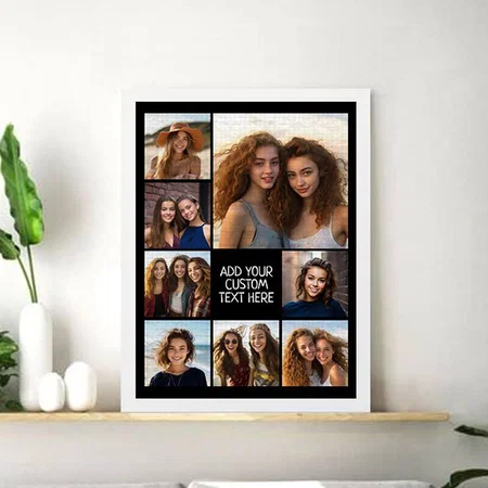 Photo Collage with 8 Photos Customized Photo Printed Rectangle Vertical Canvas Frame