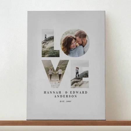 Love 4 photo simple modern Customized Photo Printed Rectangle Vertical Canvas Frame