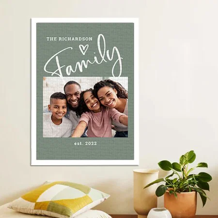 Cute and Modern Family Photo Customized Photo Printed Rectangle Vertical Canvas Frame